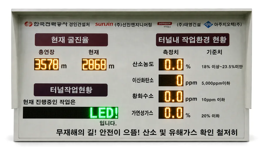 터널 작업 현황판