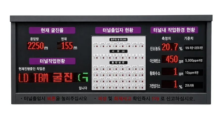 터널 출입자 버튼 현황판